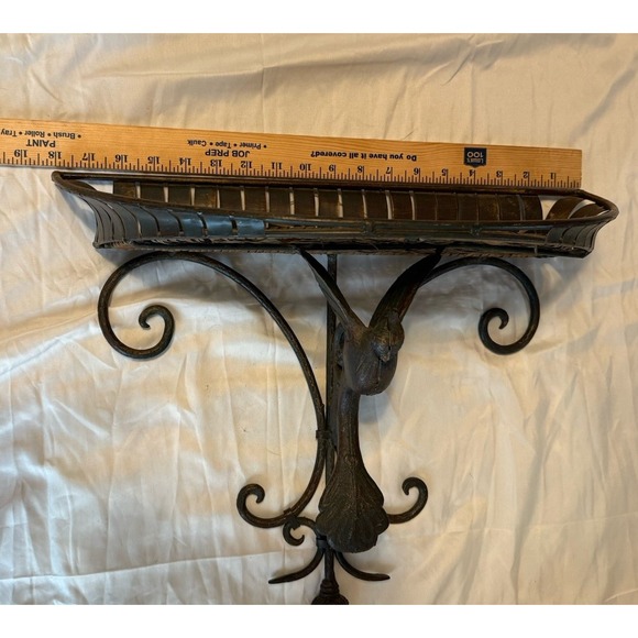 Vintage IRON and WICKER wall scounce shelf - Picture 4 of 15